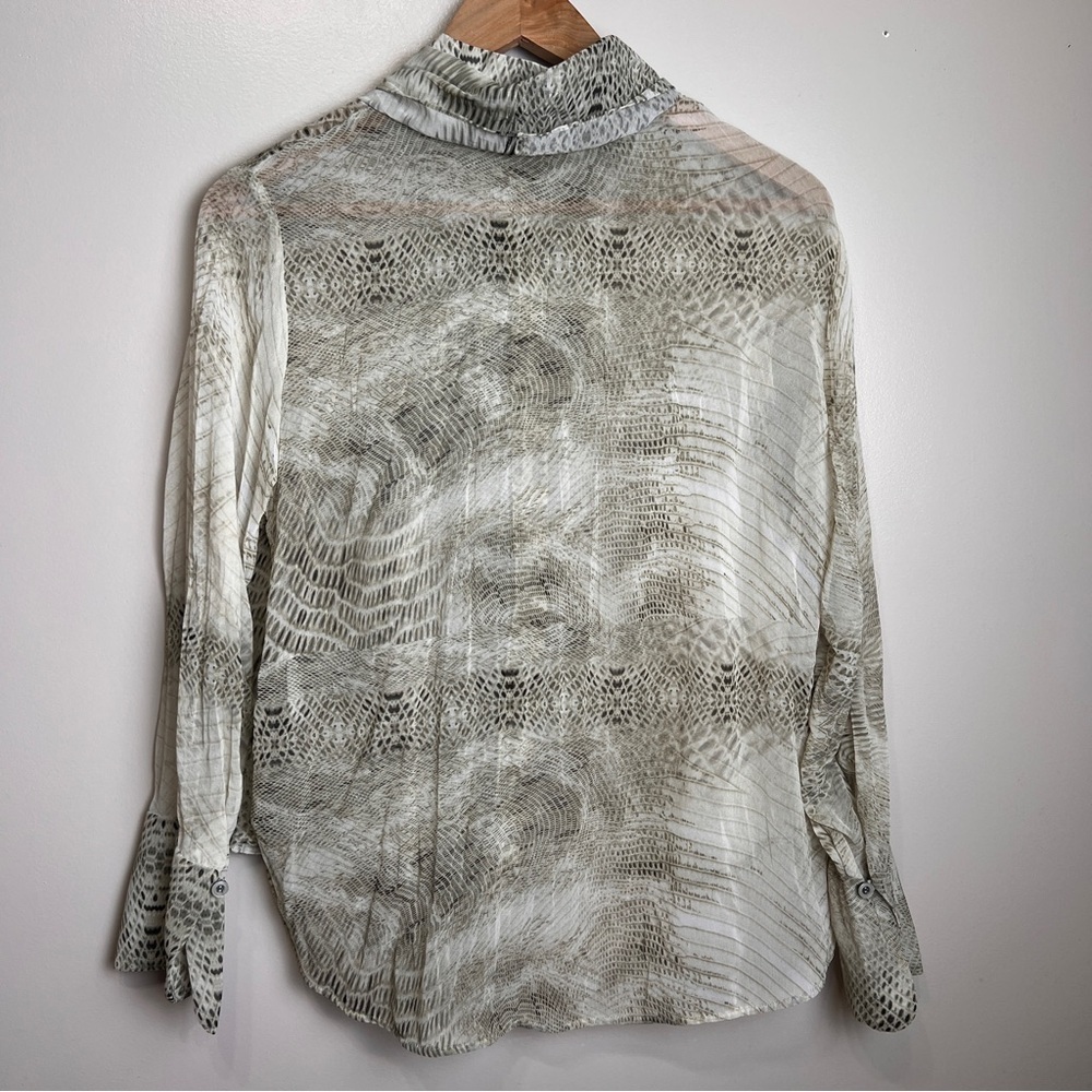Zara Sheer Snake Print Blouse with Removable Tie Neck Size Small EUC - Picture 3 of 5